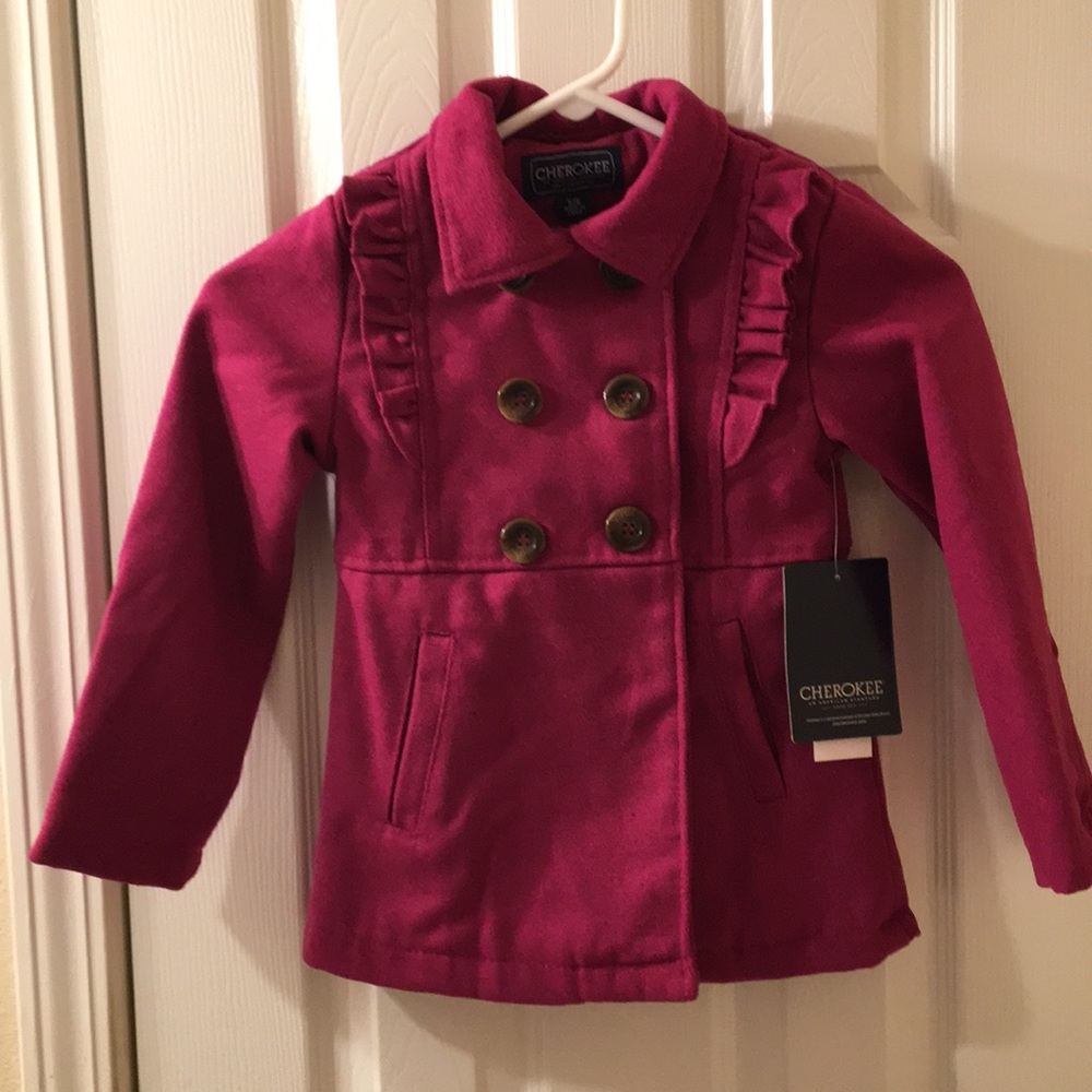 Girls winter coat in bright eggplant. Size 5/6.
